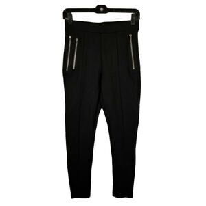 ZARA Black Knit Pull On Moto Zip Pants Size M Medium